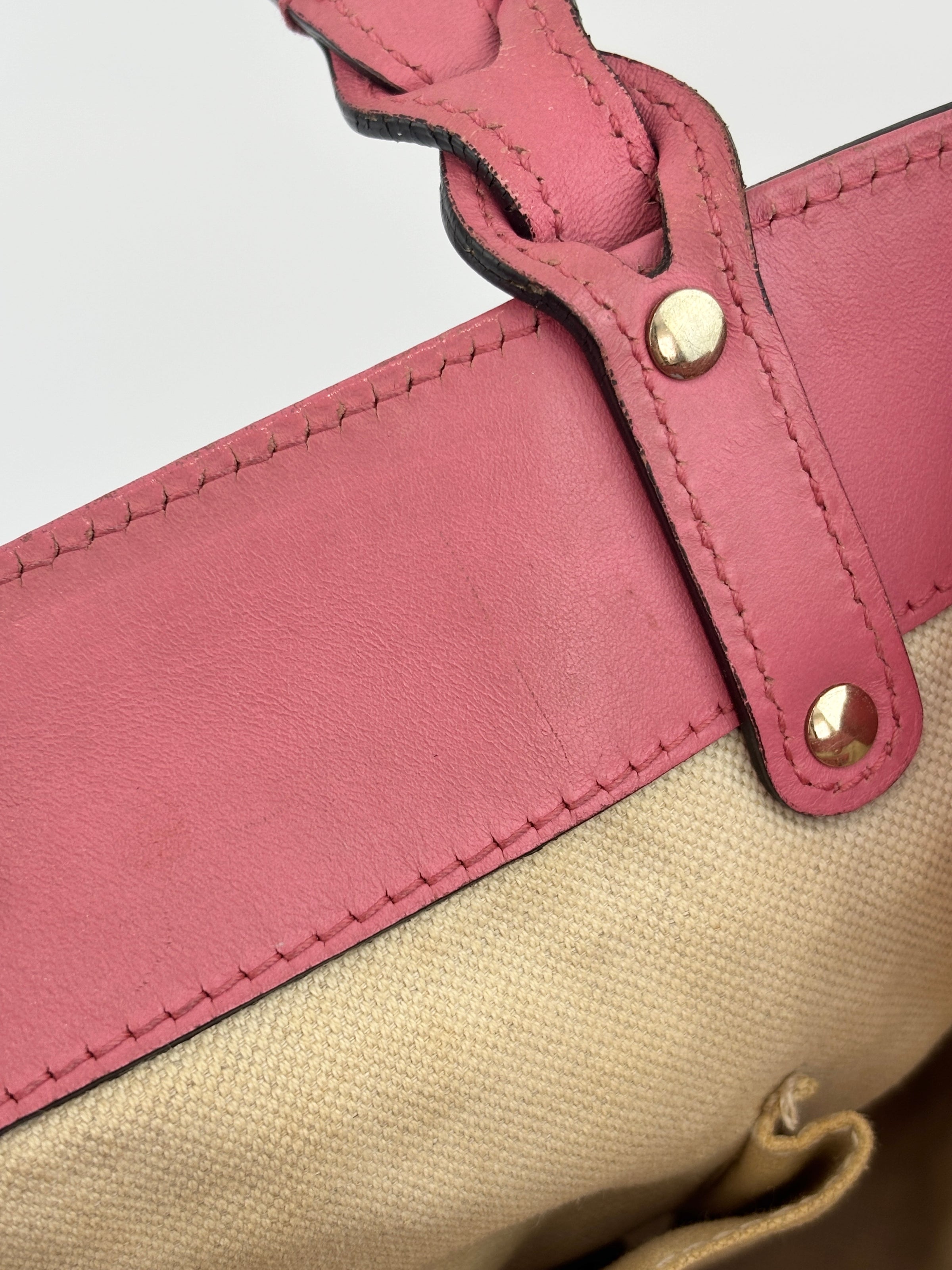 Craft Denim Tote Bag in Blue / Pink