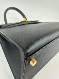 Kelly 28 Sellier Black Epsom GHW