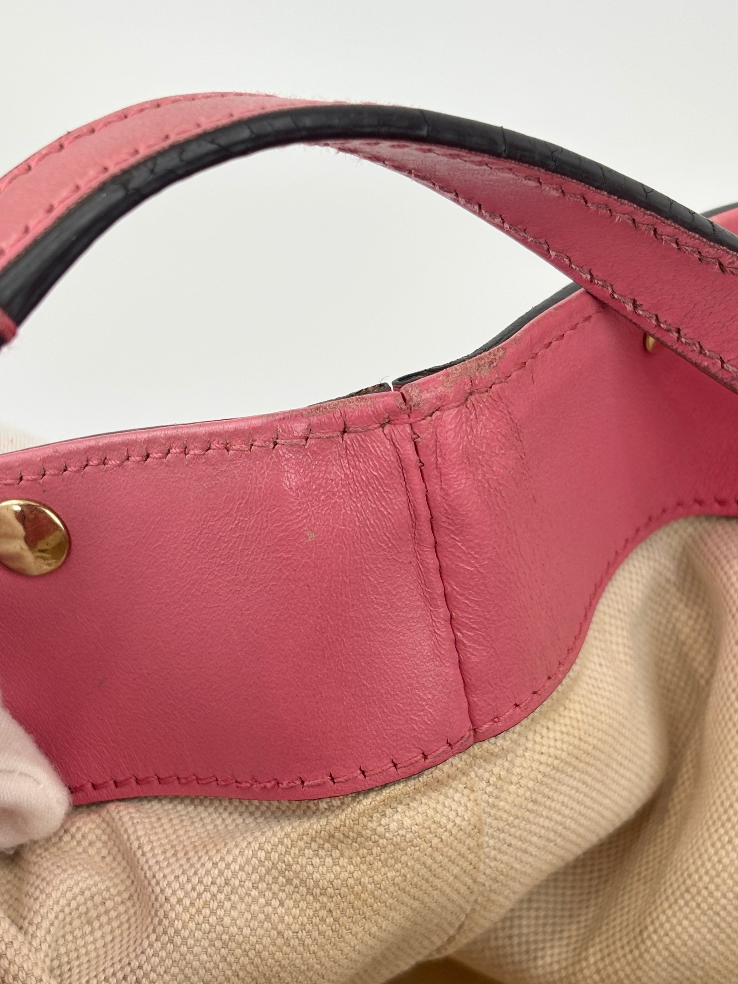 Craft Denim Tote Bag in Blue / Pink