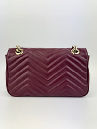 Burgundy Quilted Leather GG Marmont Small Matelasse Shoulder Bag