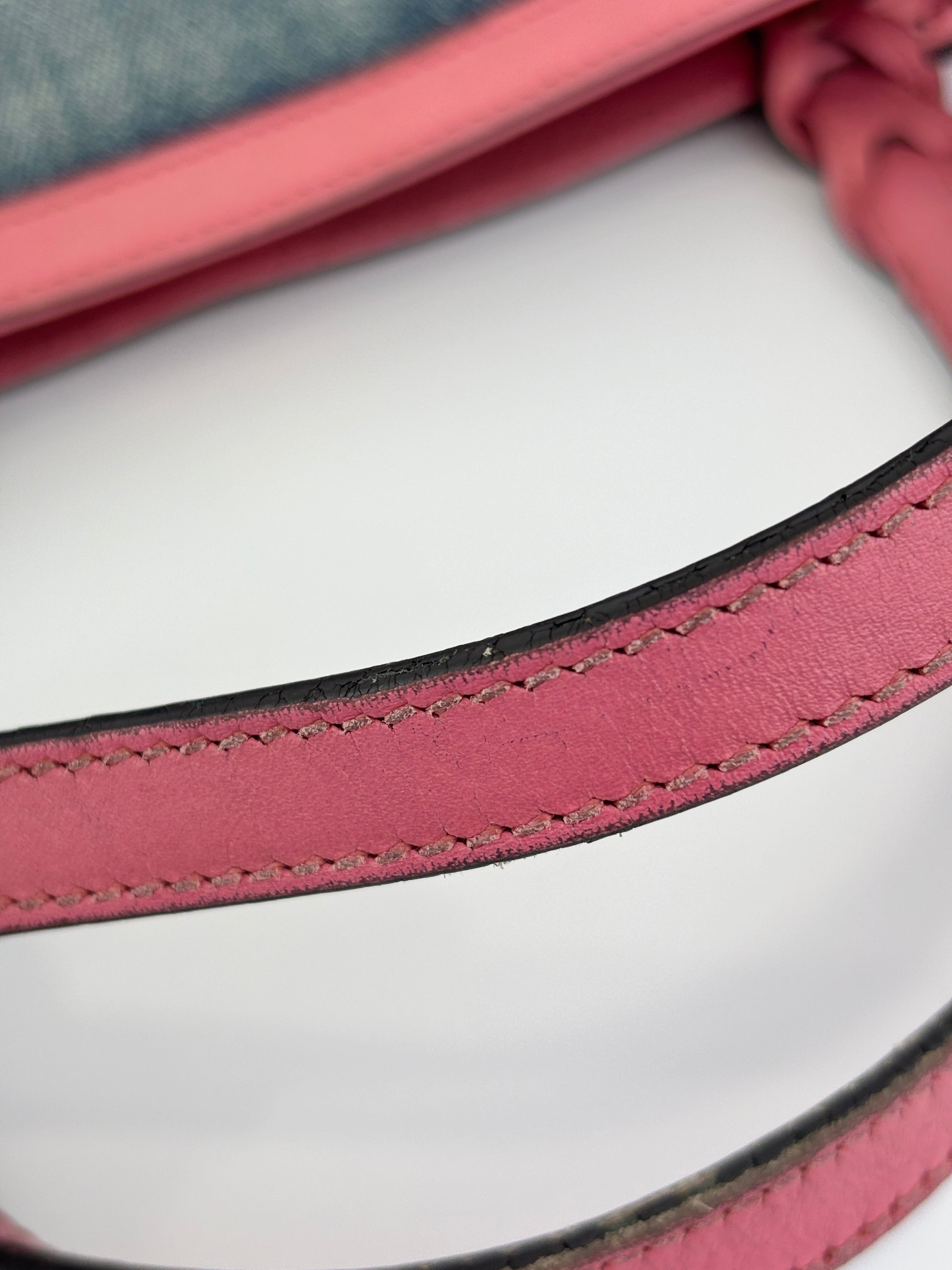 Craft Denim Tote Bag in Blue / Pink