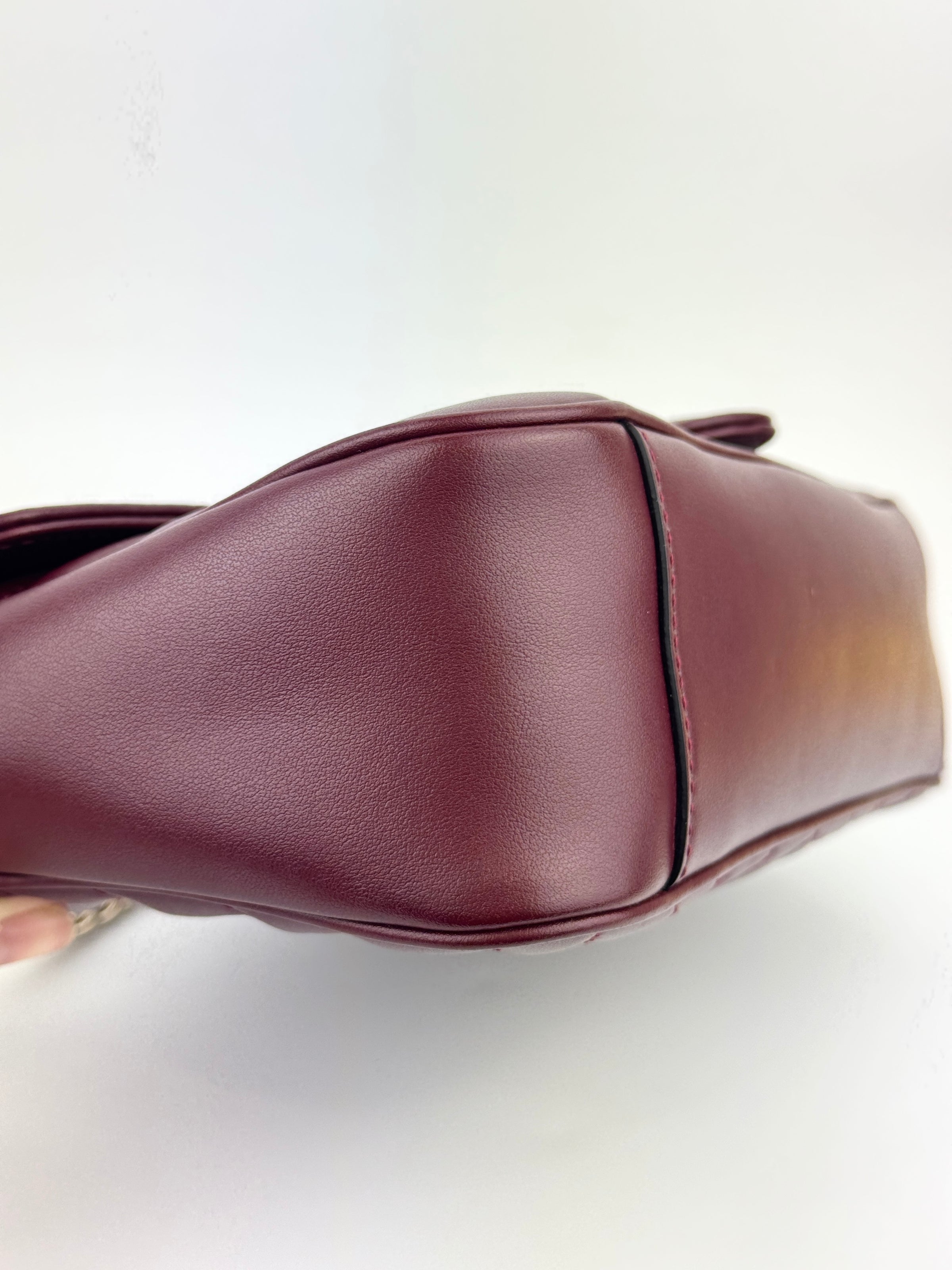 Burgundy Quilted Leather GG Marmont Small Matelasse Shoulder Bag