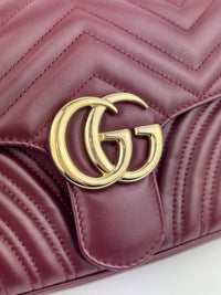 Burgundy Quilted Leather GG Marmont Small Matelasse Shoulder Bag