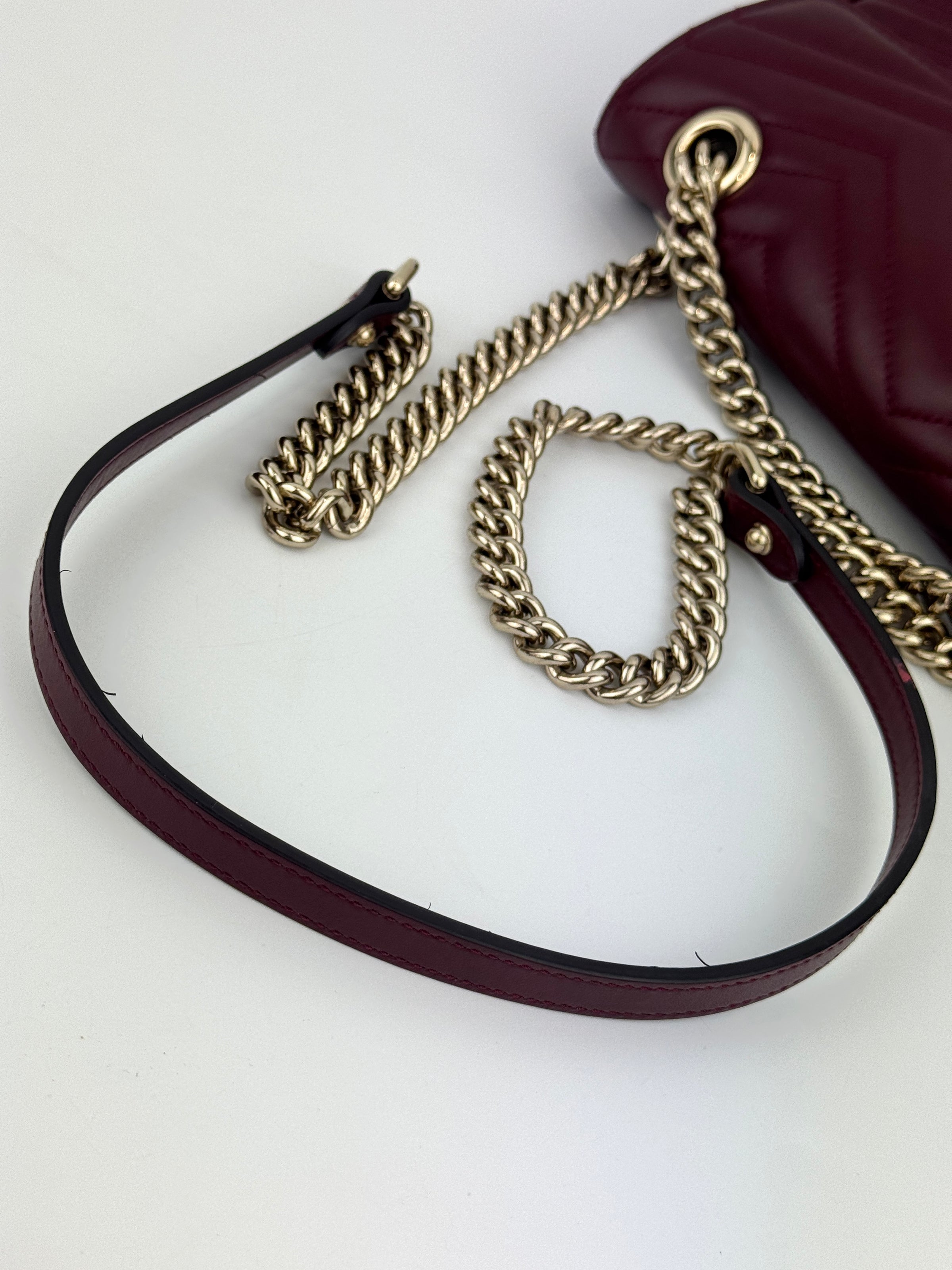 Burgundy Quilted Leather GG Marmont Small Matelasse Shoulder Bag