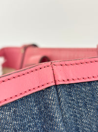 Craft Denim Tote Bag in Blue / Pink