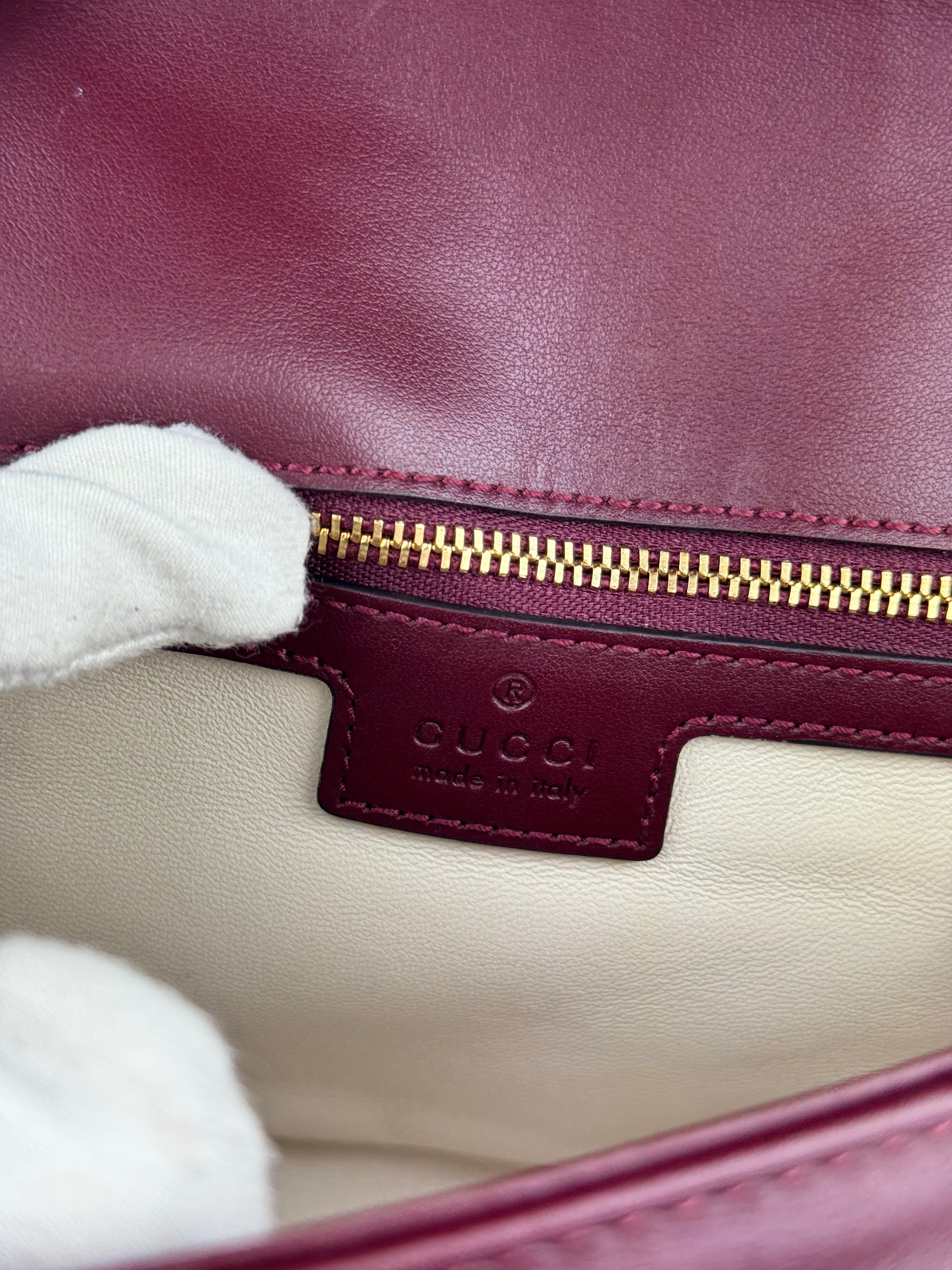 Burgundy Quilted Leather GG Marmont Small Matelasse Shoulder Bag