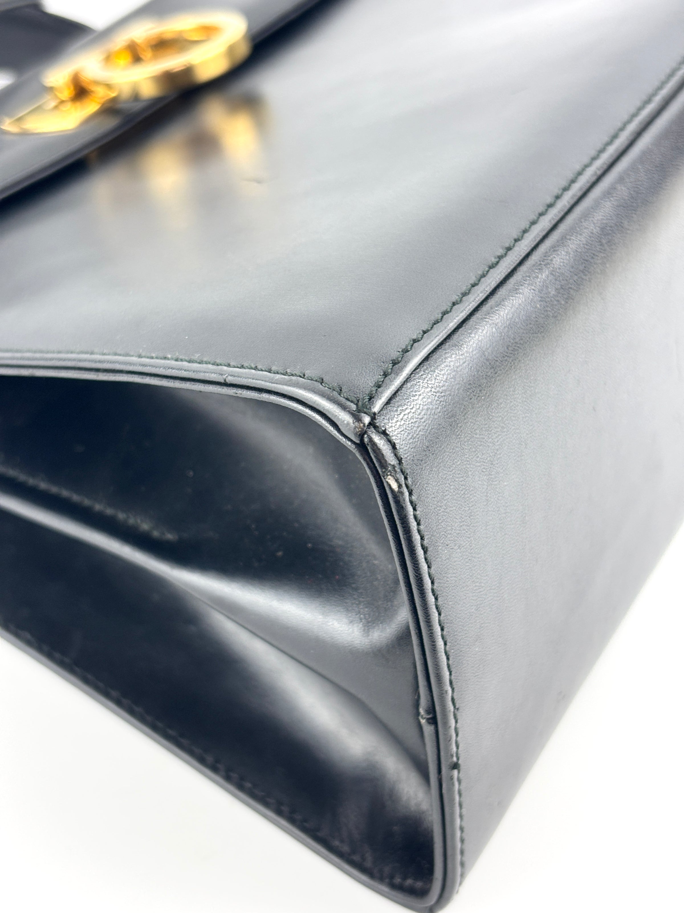 Gancini Top Handle Bag in Black