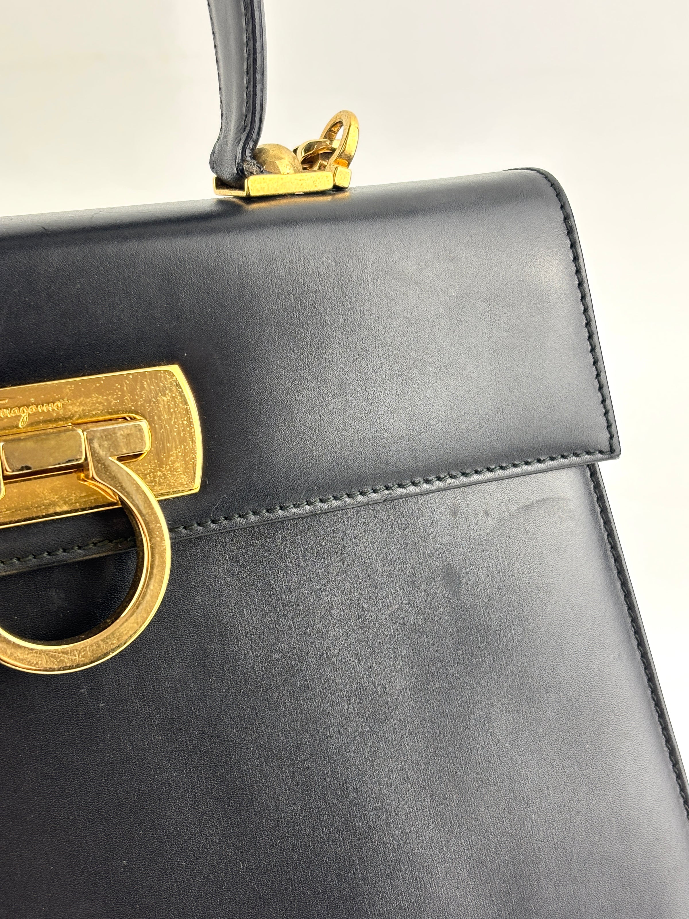 Gancini Top Handle Bag in Black