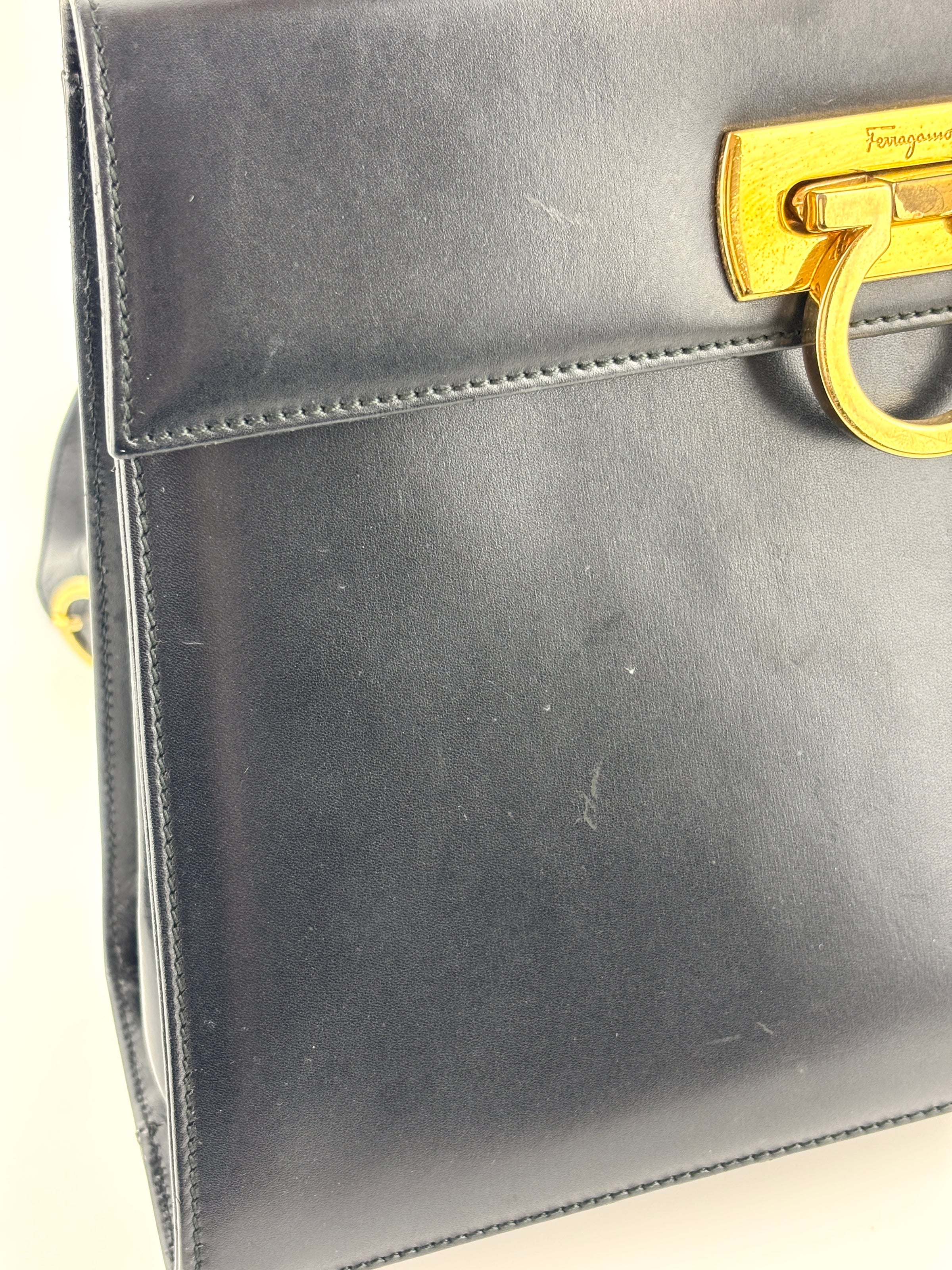 Gancini Top Handle Bag in Black