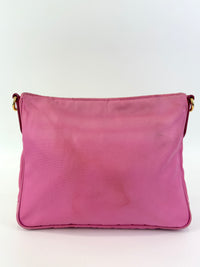 Tessuto Nylon Zip Front Sling Bag Pink