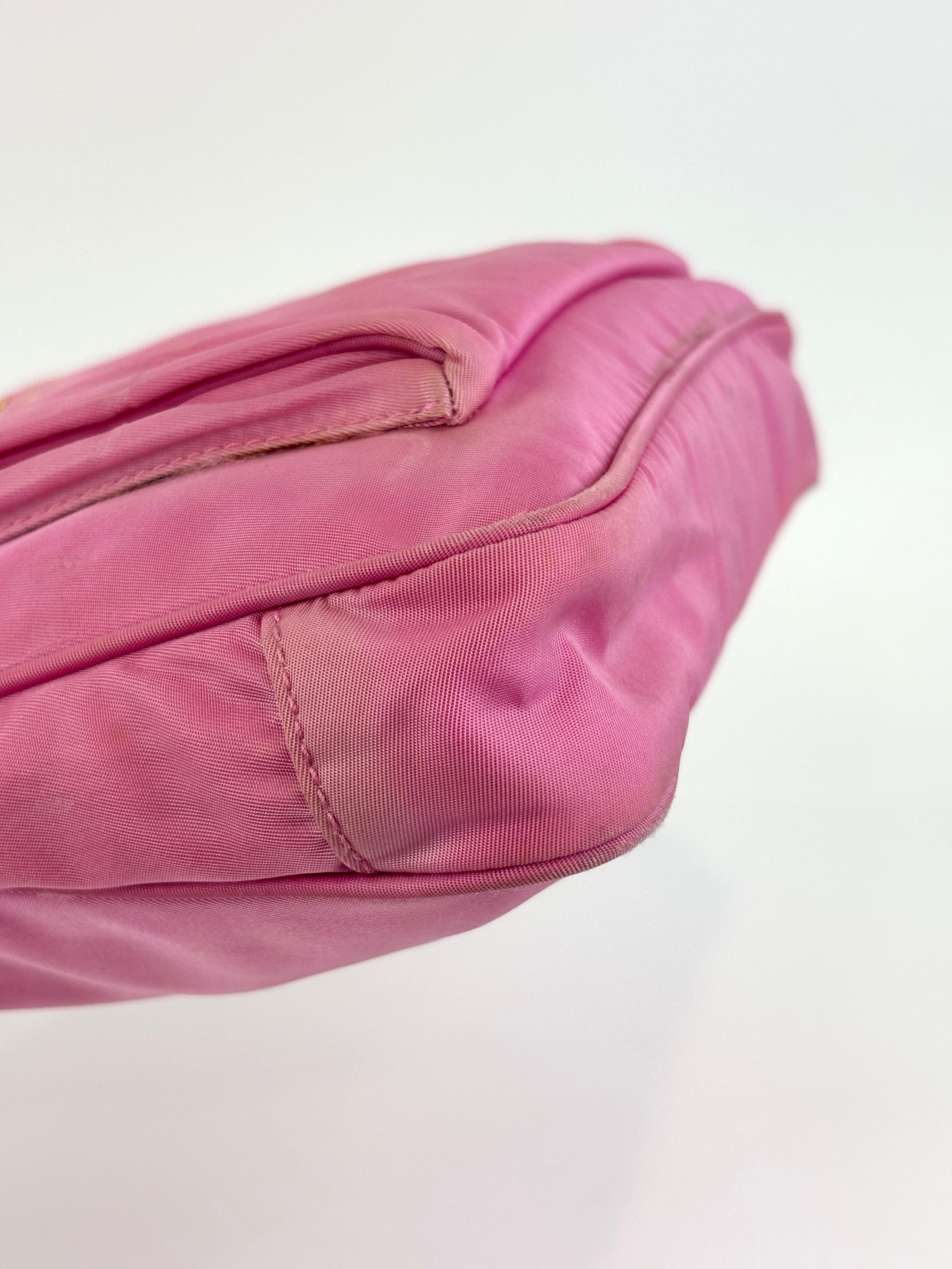 Tessuto Nylon Zip Front Sling Bag Pink