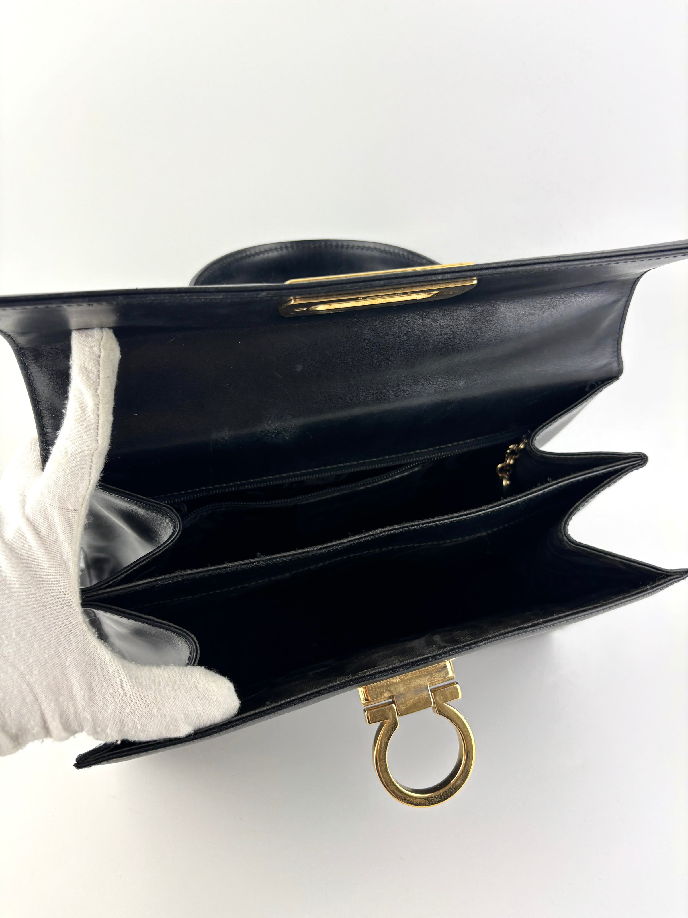 Gancini Top Handle Bag in Black
