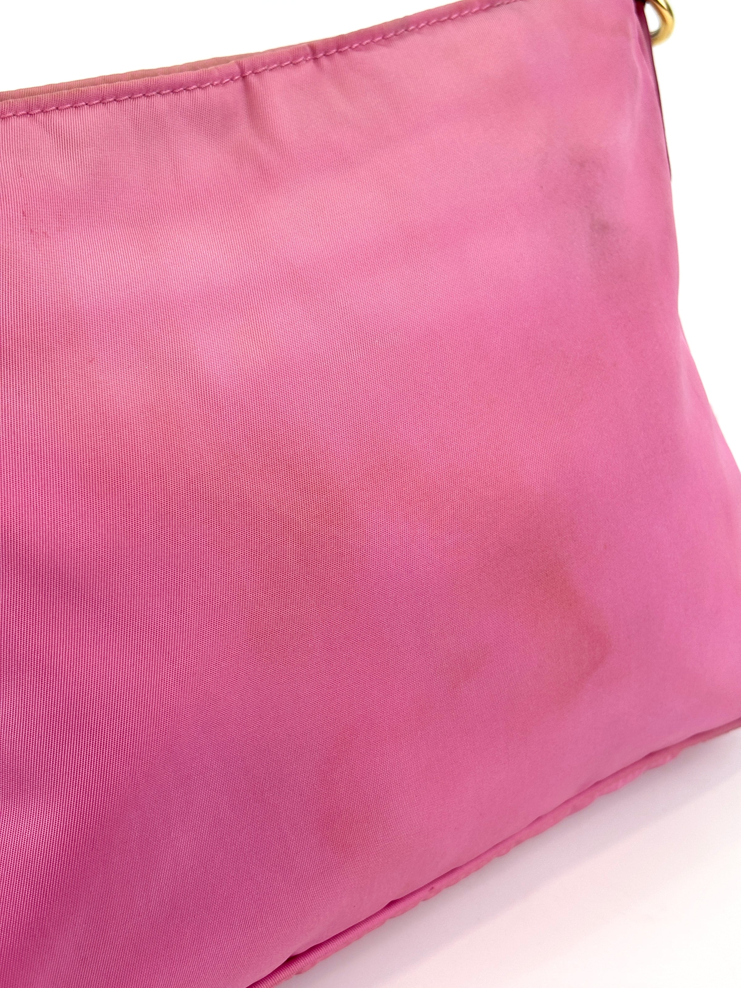 Tessuto Nylon Zip Front Sling Bag Pink