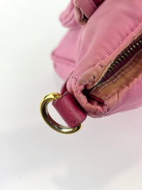 Tessuto Nylon Zip Front Sling Bag Pink