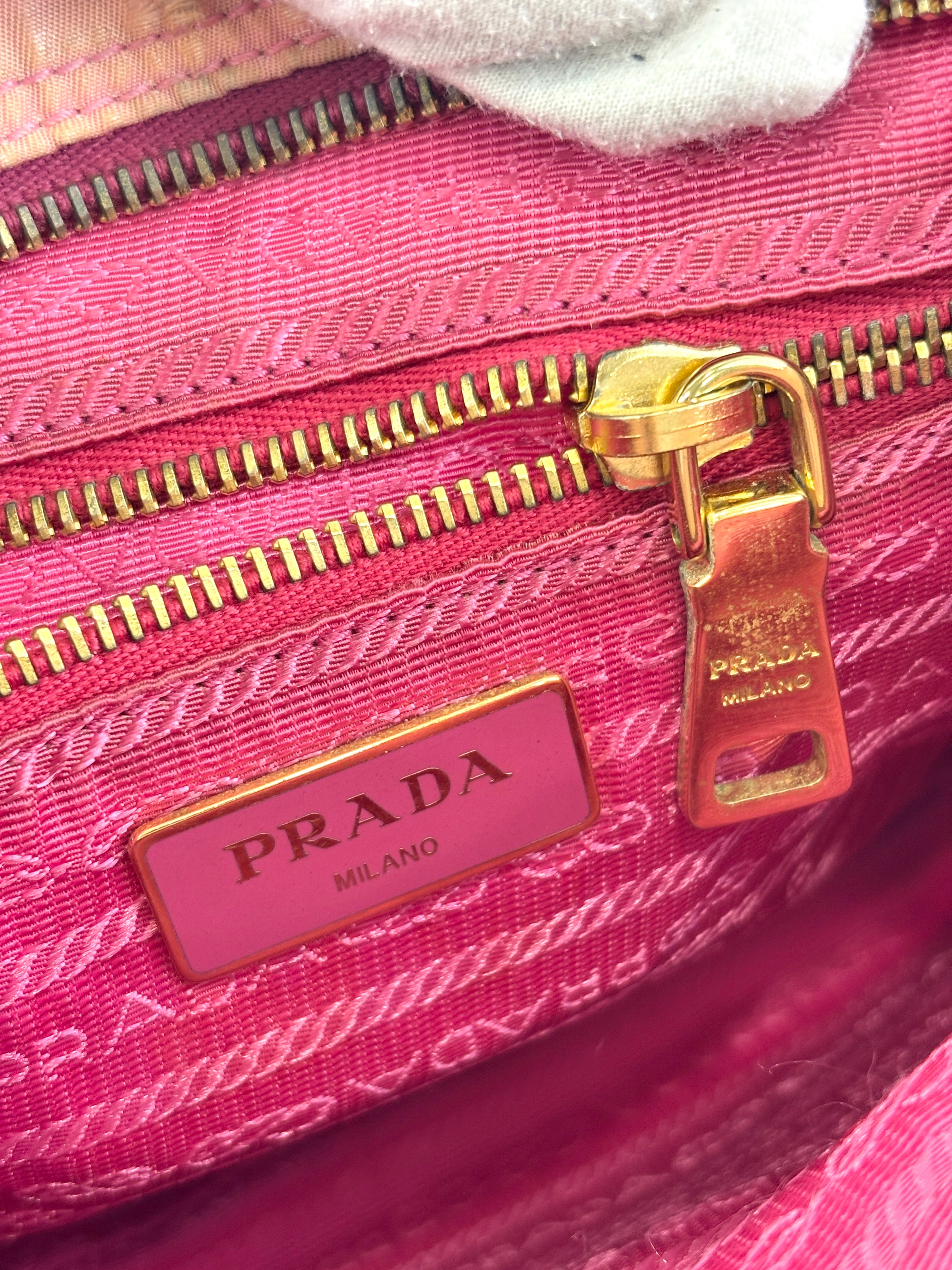 Prada Tessuto Nylon Zip Front Sling Bag Pink | Used – Glampot