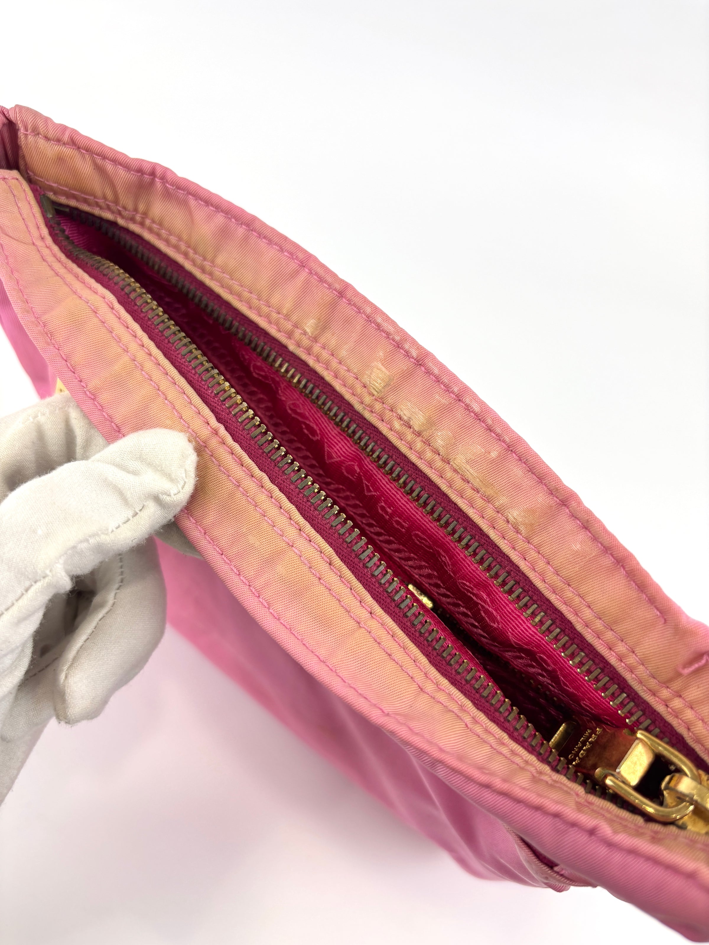 Tessuto Nylon Zip Front Sling Bag Pink