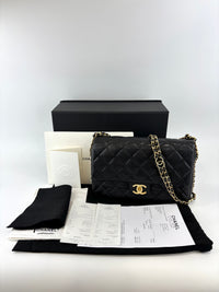 AS3777 Quilted Caviar Chain Flap Crossbody Bag GHW - Glampot