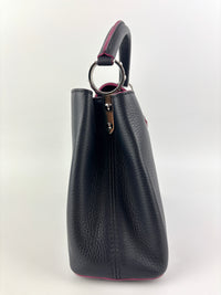Capucines BB in Black Taurillon Leather/Fuschia SHW