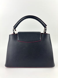 Capucines BB in Black Taurillon Leather/Fuschia SHW
