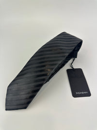 Striped Tie in Silk Black
