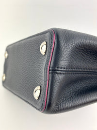 Capucines BB in Black Taurillon Leather/Fuschia SHW