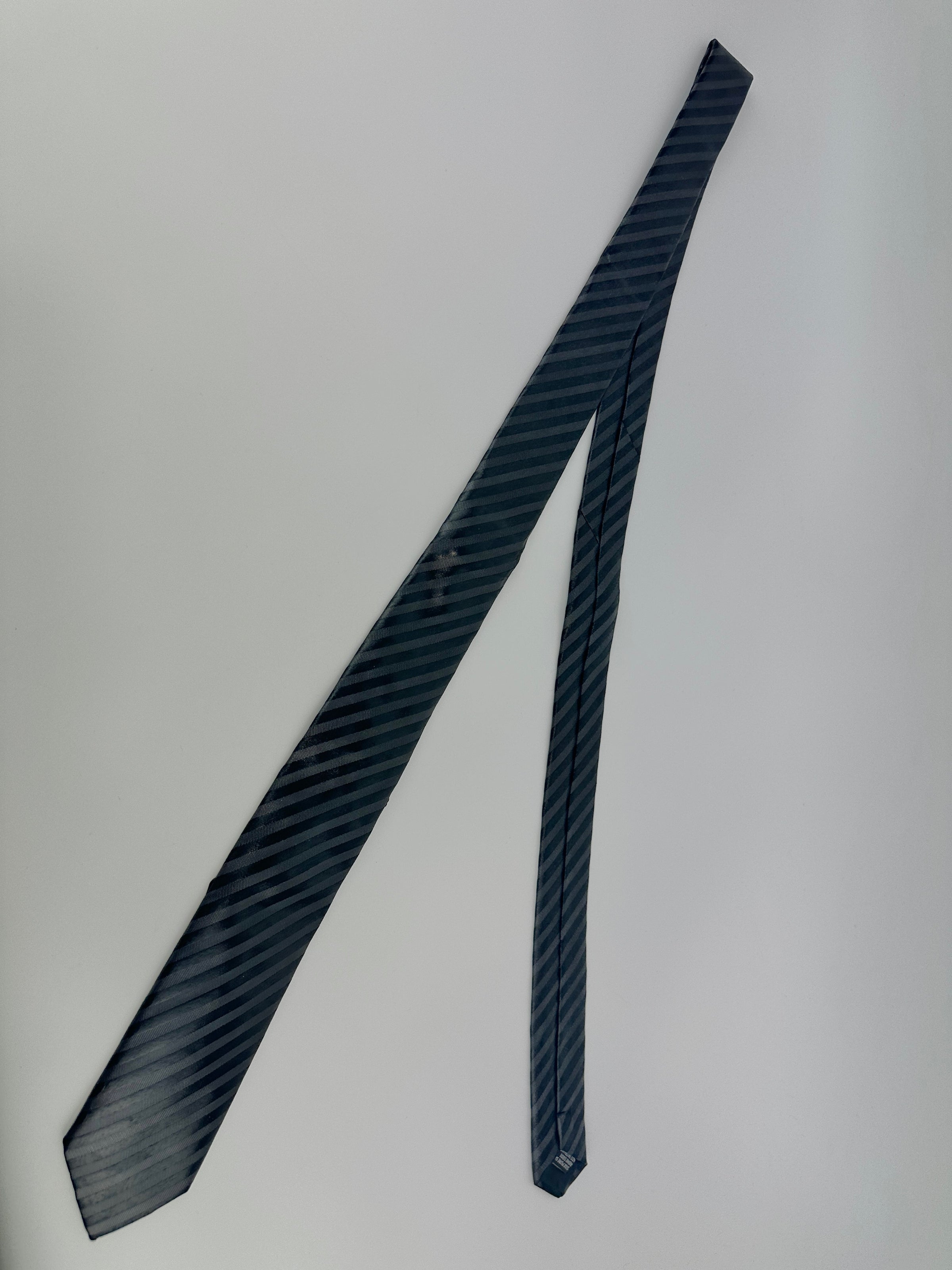 Striped Tie in Silk Black