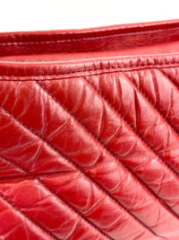 Gabrielle Hobo Chevron Aged Calfskin Large in Red - Glampot