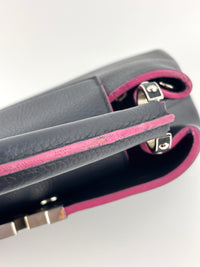 Capucines BB in Black Taurillon Leather/Fuschia SHW