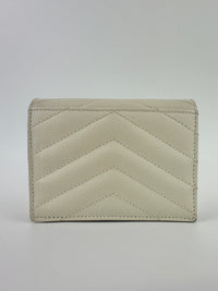 668290 Cassandre Matelassé Flap Grain de Poudre Leather Blanc Vintage Card Case GHW