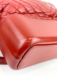 Gabrielle Hobo Chevron Aged Calfskin Large in Red - Glampot