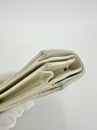 668290 Cassandre Matelassé Flap Grain de Poudre Leather Blanc Vintage Card Case GHW