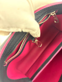 Capucines BB in Black Taurillon Leather/Fuschia SHW