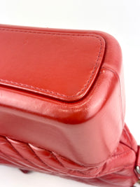 Gabrielle Hobo Chevron Aged Calfskin Large in Red - Glampot