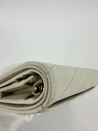 668290 Cassandre Matelassé Flap Grain de Poudre Leather Blanc Vintage Card Case GHW