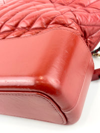 Gabrielle Hobo Chevron Aged Calfskin Large in Red - Glampot
