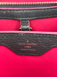 Capucines BB in Black Taurillon Leather/Fuschia SHW