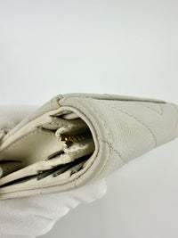 668290 Cassandre Matelassé Flap Grain de Poudre Leather Blanc Vintage Card Case GHW