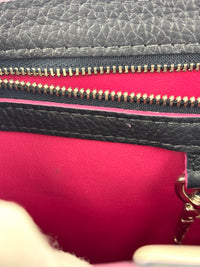 Capucines BB in Black Taurillon Leather/Fuschia SHW