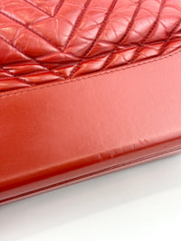 Gabrielle Hobo Chevron Aged Calfskin Large in Red - Glampot