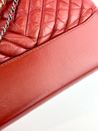 Gabrielle Hobo Chevron Aged Calfskin Large in Red - Glampot