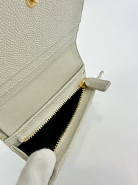 668290 Cassandre Matelassé Flap Grain de Poudre Leather Blanc Vintage Card Case GHW