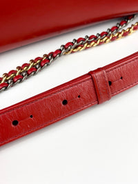 Gabrielle Hobo Chevron Aged Calfskin Large in Red - Glampot