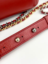 Gabrielle Hobo Chevron Aged Calfskin Large in Red - Glampot