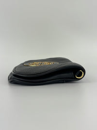 Tory Burch Amanda Logo Clutch Black Pebbled Leather with Chain