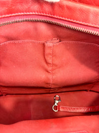 Gabrielle Hobo Chevron Aged Calfskin Large in Red - Glampot