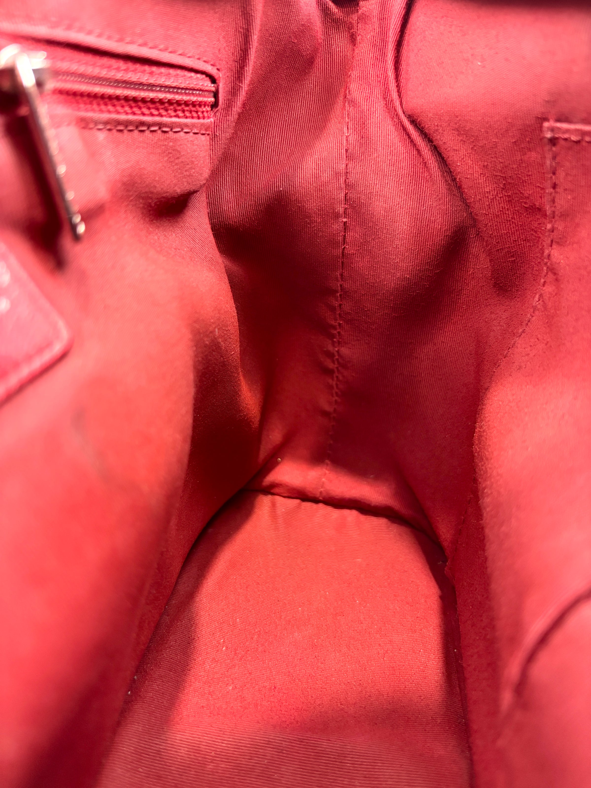 Gabrielle Hobo Chevron Aged Calfskin Large in Red - Glampot