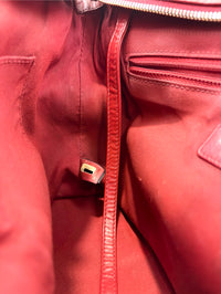 Gabrielle Hobo Chevron Aged Calfskin Large in Red - Glampot