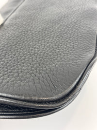 Tory Burch Amanda Logo Clutch Black Pebbled Leather with Chain