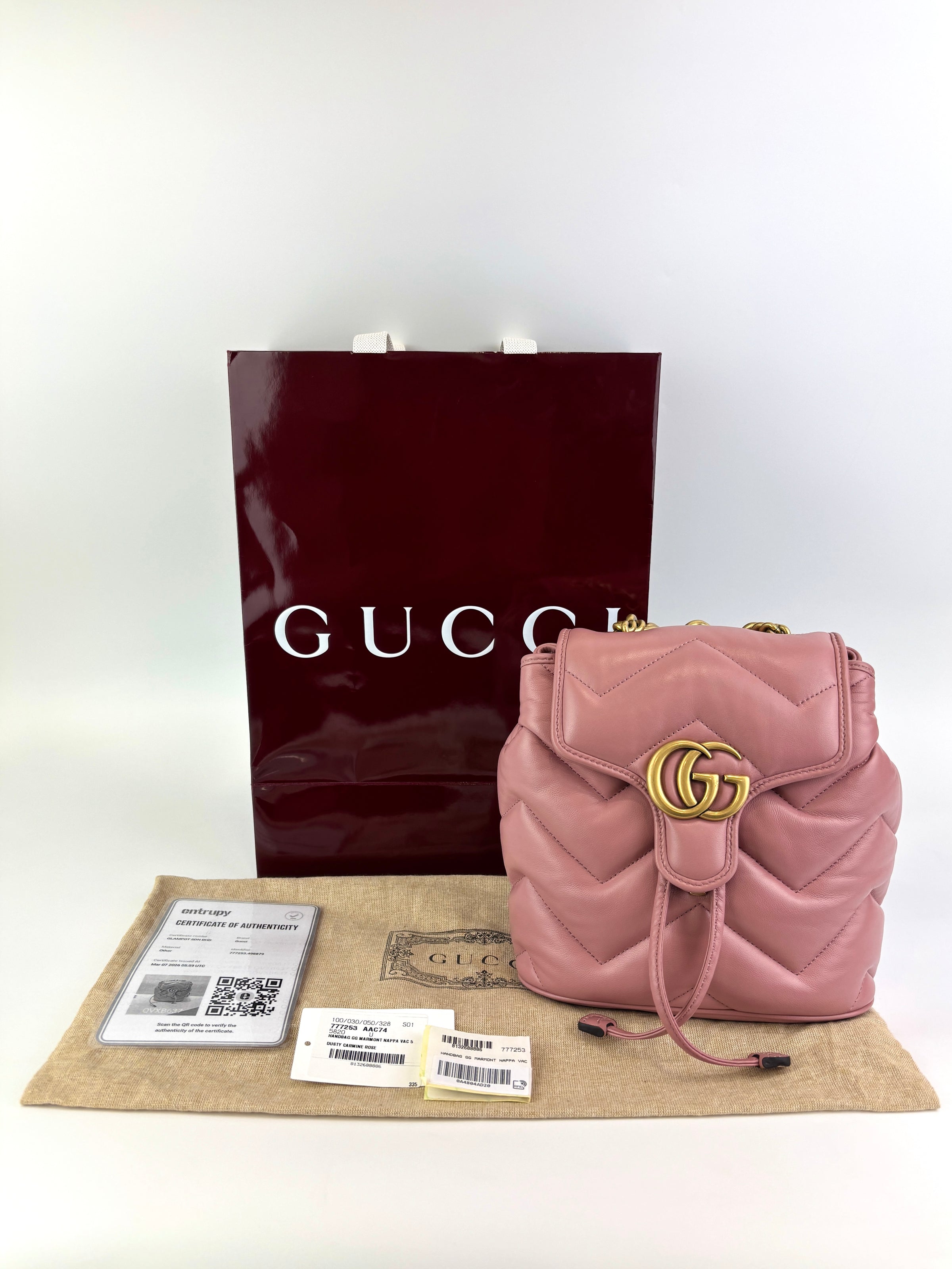 gucci marmont mini backpack Gucci GG Marmont Lambskin Mini Backpack Dusty Carmine Rose – Glampot