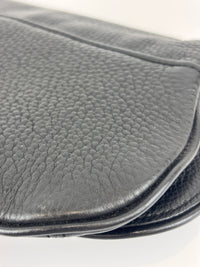 Tory Burch Amanda Logo Clutch Black Pebbled Leather with Chain